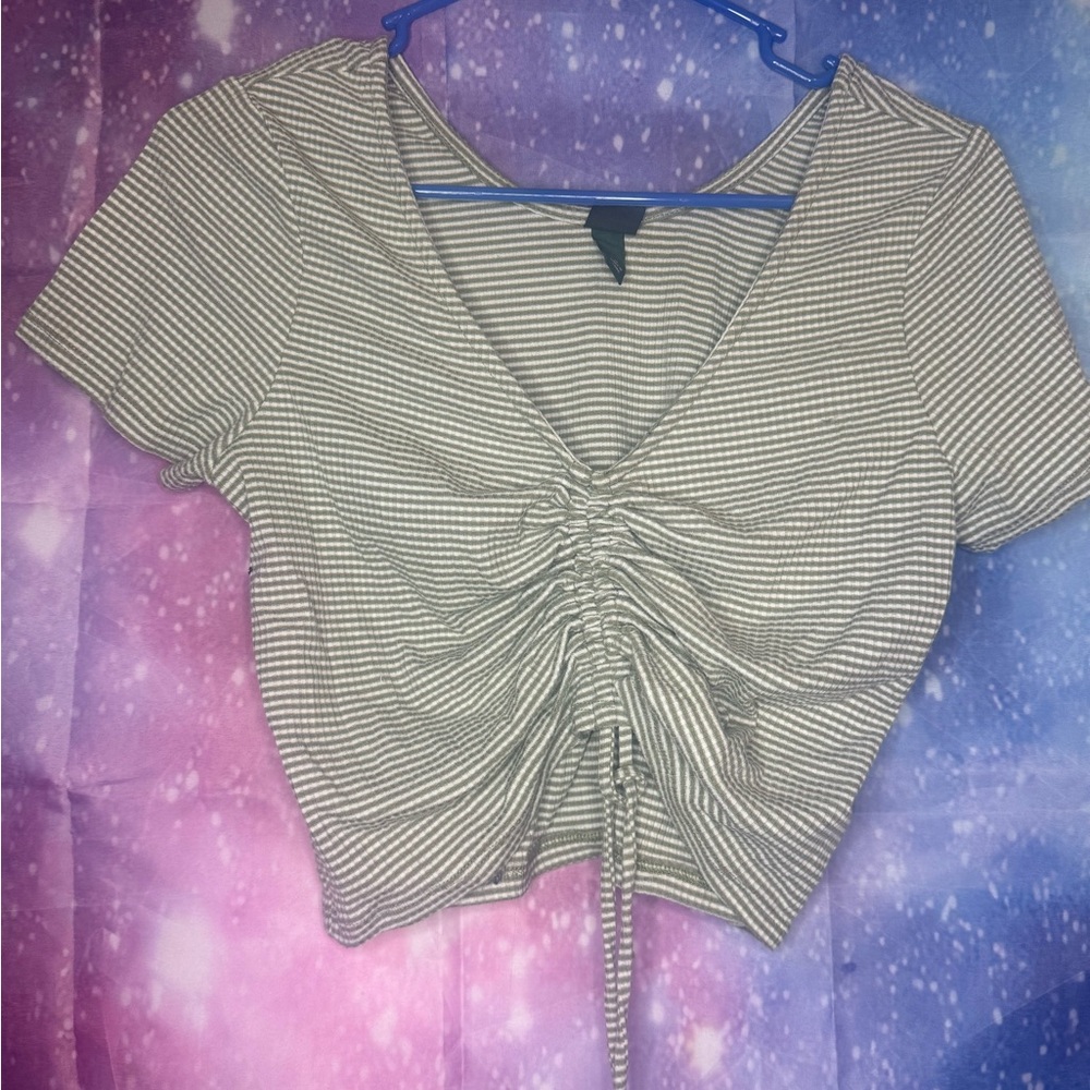 Striped cropped Ruched Wild fable Top 🛍